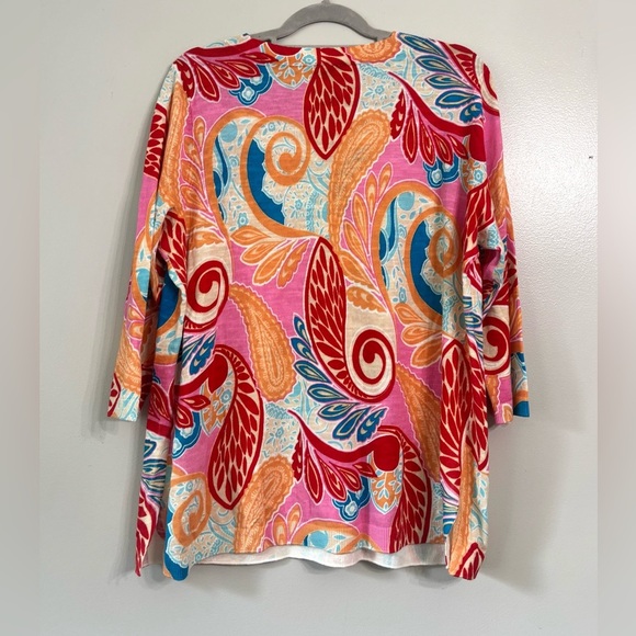 Talbots Jungle Paisley V-Neck Pullover Sweater 100% Cotton - Picture 6 of 6